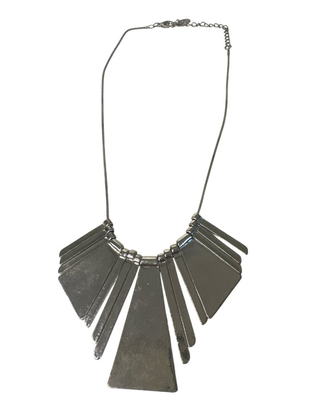 Silver Tone Geometric Statement Necklace Wearable Art Boho 20" Career Elegant
